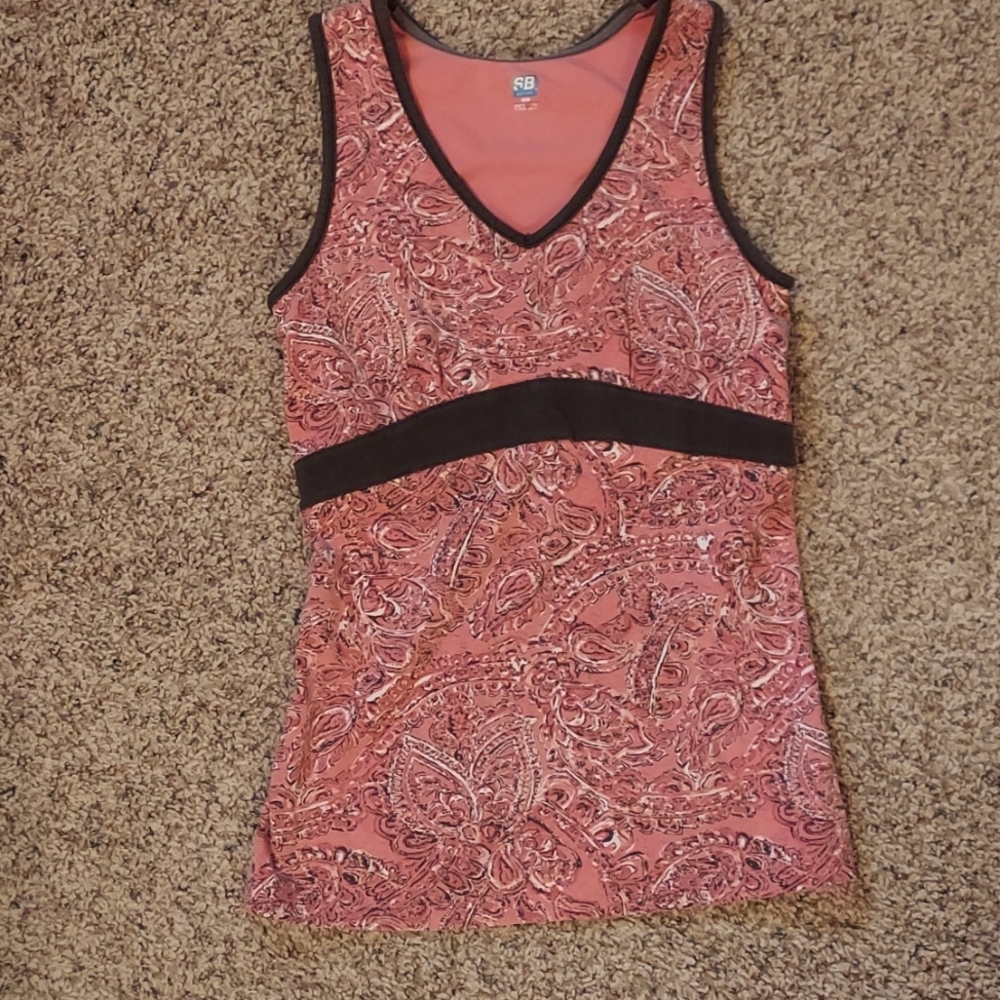 SJB active , small tank top, pink and brown.
